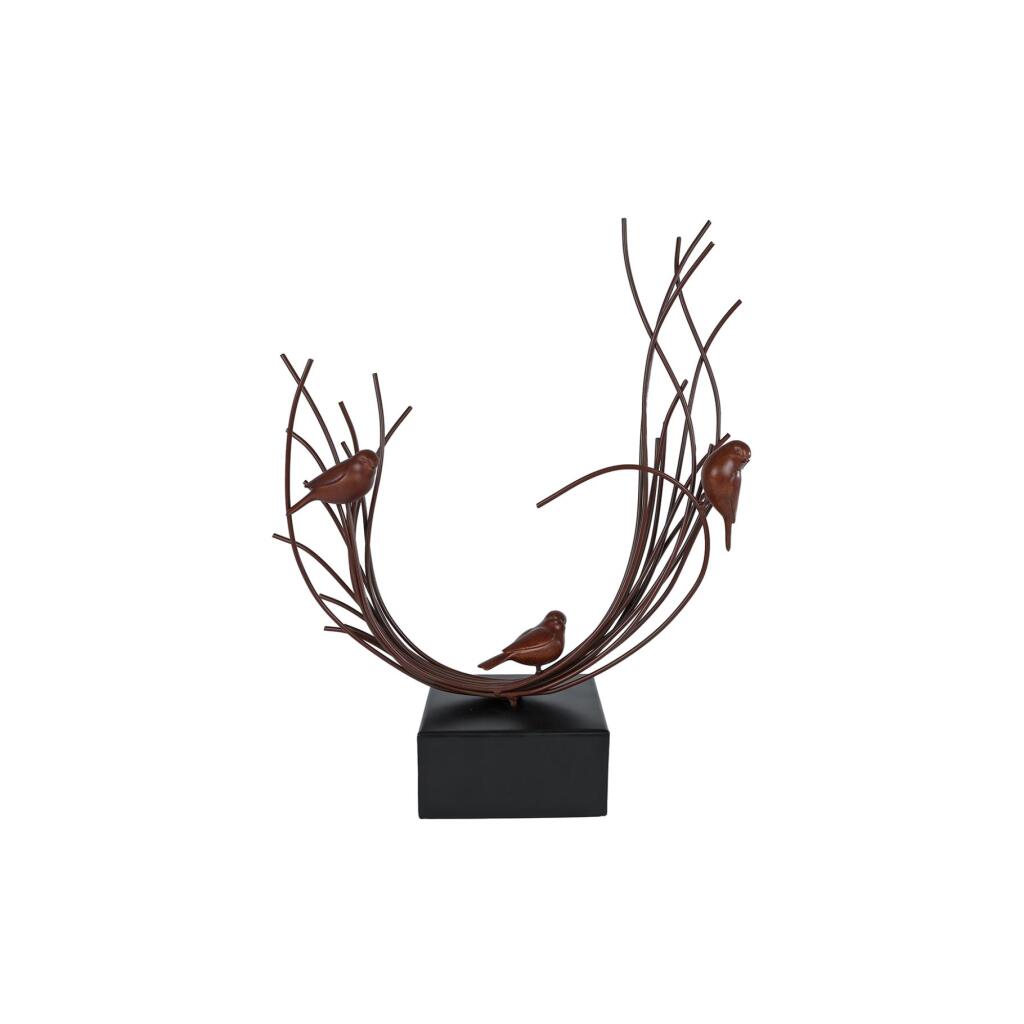 Metalen Sculptuur Birds Branch 36.5x12x47.5 cm Bruin/Zwart