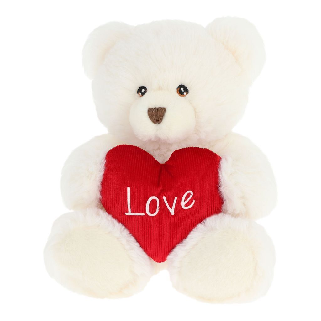 Keeleco Knuffel Beer met Hart 30 cm Wit