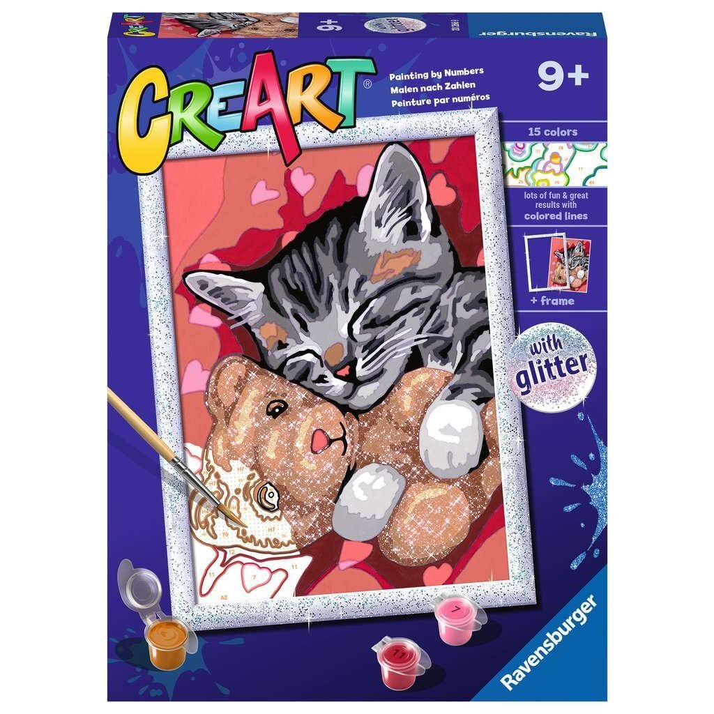 Ravensburger CreArt Schilderen op Nummer Vredige Poes afbeelding